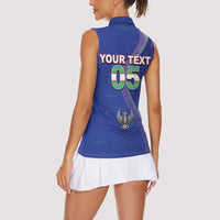 Custom Uzbekistan Football Women Sleeveless Polo Shirt Modern Glitch Art Style Huma Bird