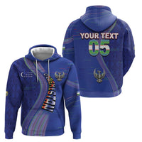 Custom Uzbekistan Football Zip Hoodie Modern Glitch Art Style Huma Bird