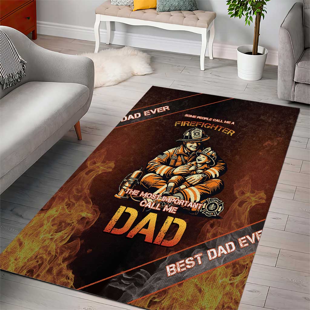 Firefighter Fathers Day Area Rug Best Dad Ever