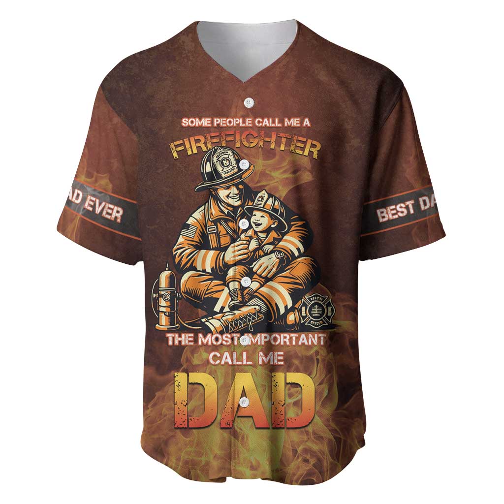 Firefighter Fathers Day Baseball Jersey Best Dad Ever