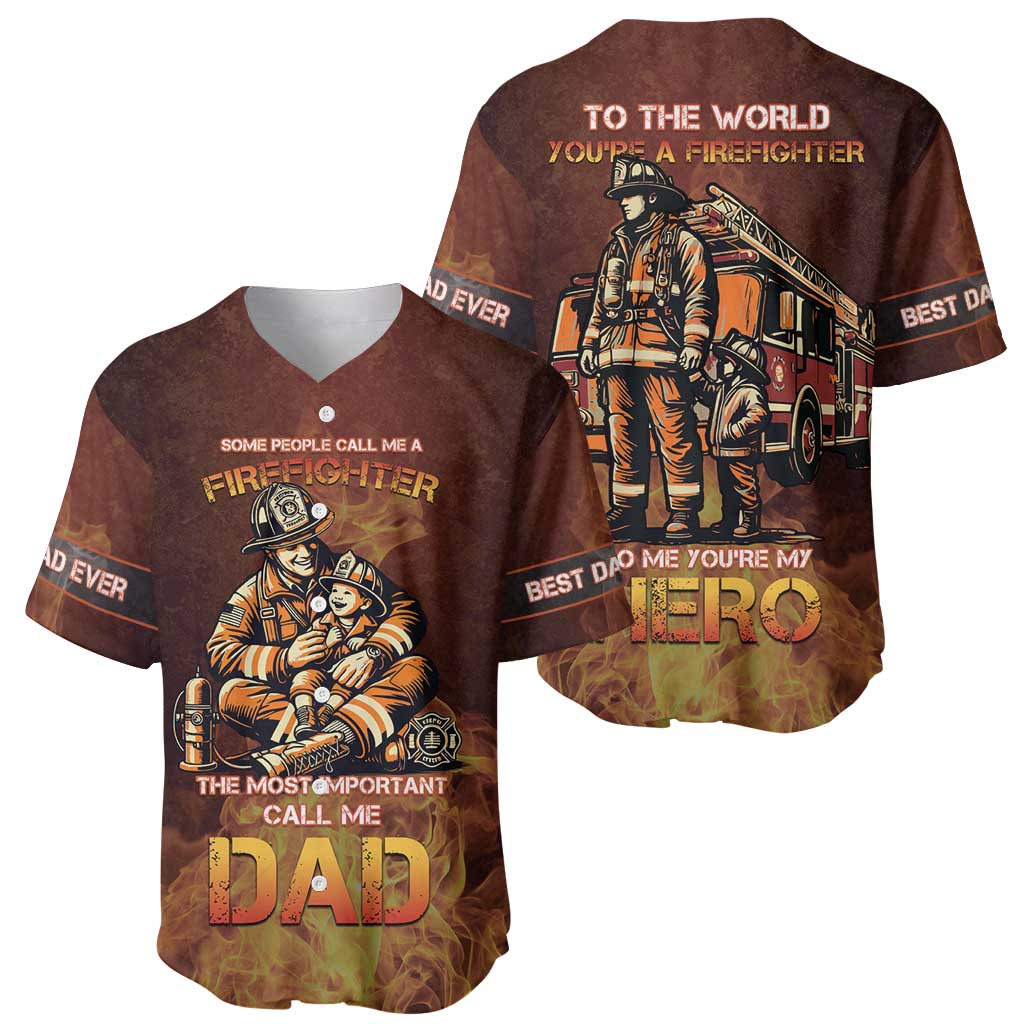 Firefighter Fathers Day Baseball Jersey Best Dad Ever
