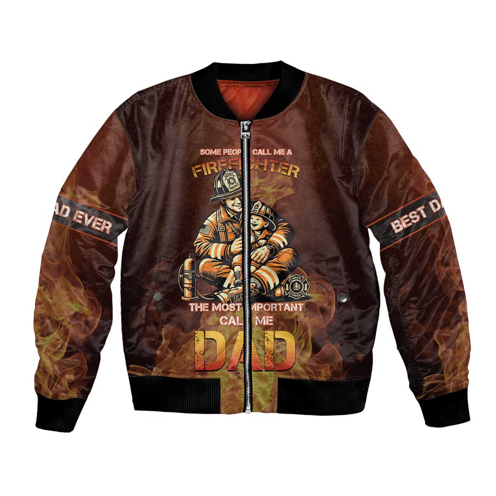 Firefighter Fathers Day Bomber Jacket Best Dad Ever