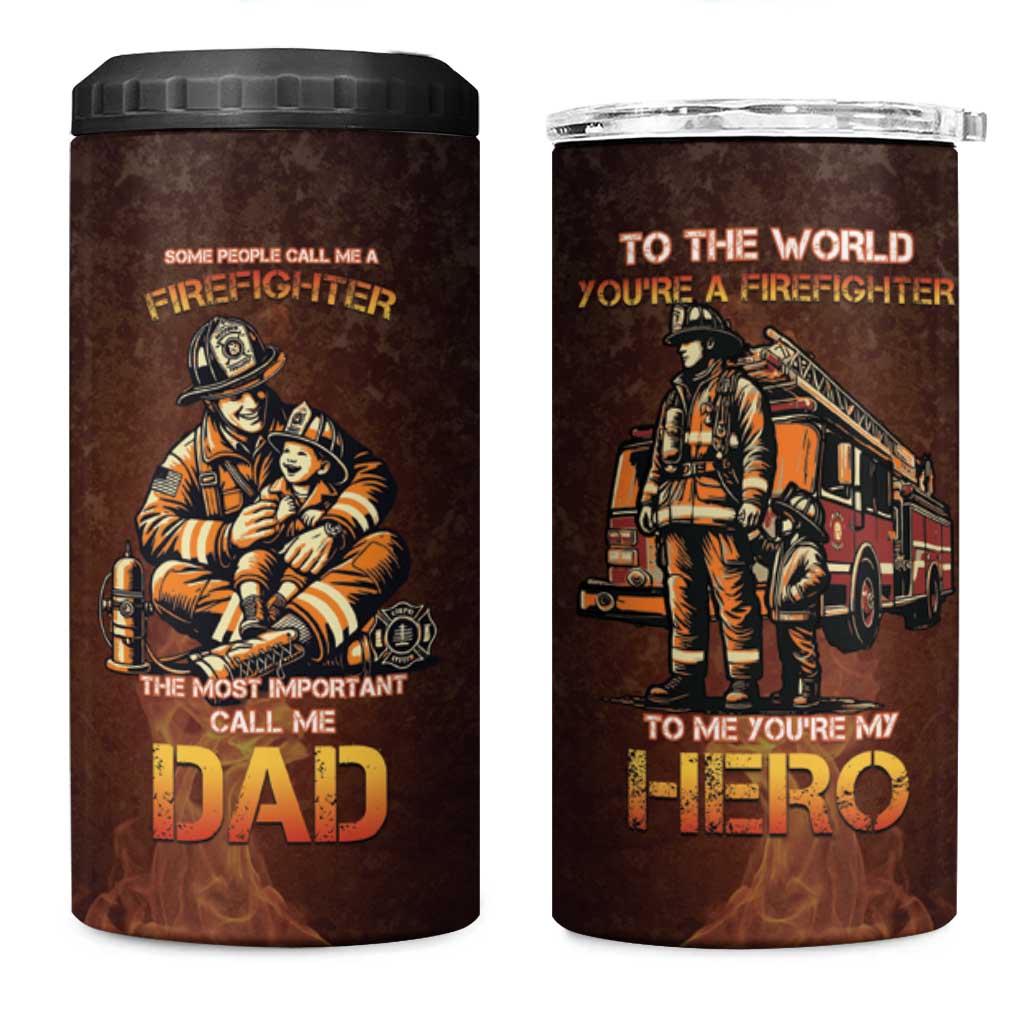 Firefighter Fathers Day 4 in 1 Can Cooler Tumbler Best Dad Ever