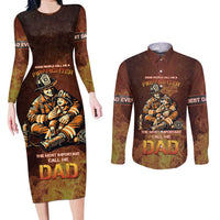 Firefighter Fathers Day Couples Matching Long Sleeve Bodycon Dress and Long Sleeve Button Shirt Best Dad Ever