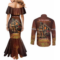 Firefighter Fathers Day Couples Matching Mermaid Dress and Long Sleeve Button Shirt Best Dad Ever