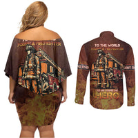 Firefighter Fathers Day Couples Matching Off Shoulder Short Dress and Long Sleeve Button Shirt Best Dad Ever