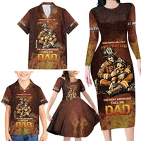 Firefighter Fathers Day Family Matching Long Sleeve Bodycon Dress and Hawaiian Shirt Best Dad Ever