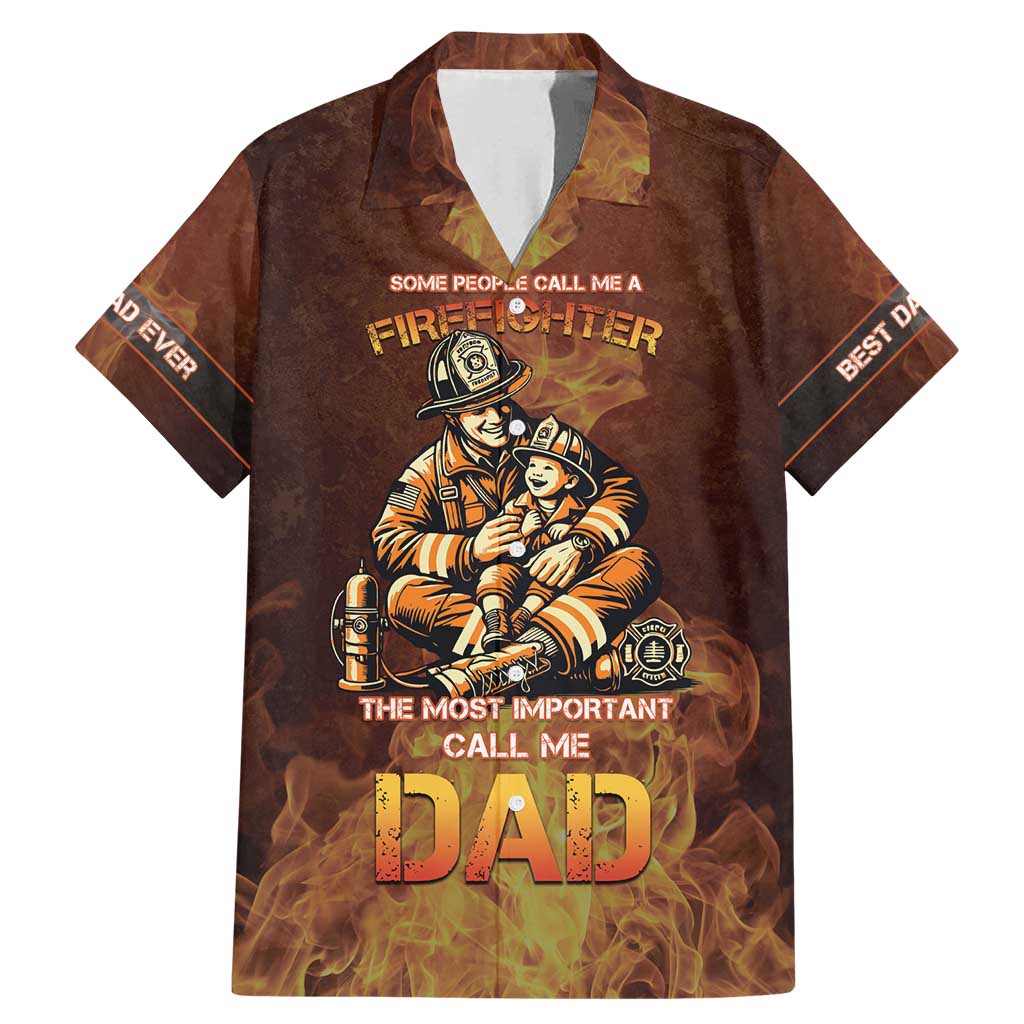 Firefighter Fathers Day Family Matching Mermaid Dress and Hawaiian Shirt Best Dad Ever