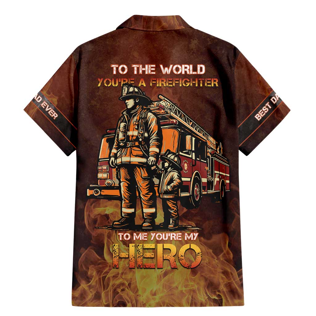 Firefighter Fathers Day Family Matching Mermaid Dress and Hawaiian Shirt Best Dad Ever