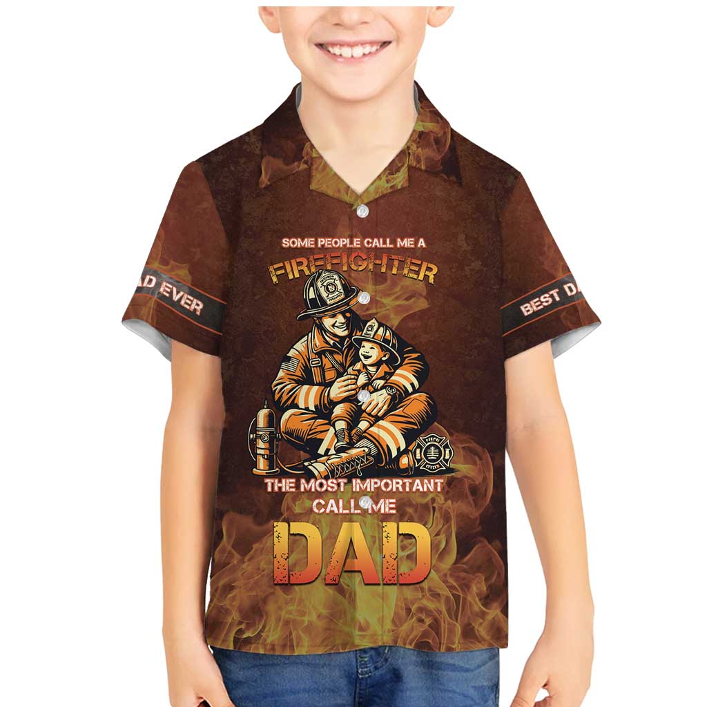 Firefighter Fathers Day Family Matching Mermaid Dress and Hawaiian Shirt Best Dad Ever