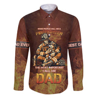 Firefighter Fathers Day Family Matching Off The Shoulder Long Sleeve Dress and Hawaiian Shirt Best Dad Ever