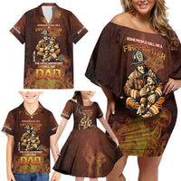 Firefighter Fathers Day Family Matching Off Shoulder Short Dress and Hawaiian Shirt Best Dad Ever