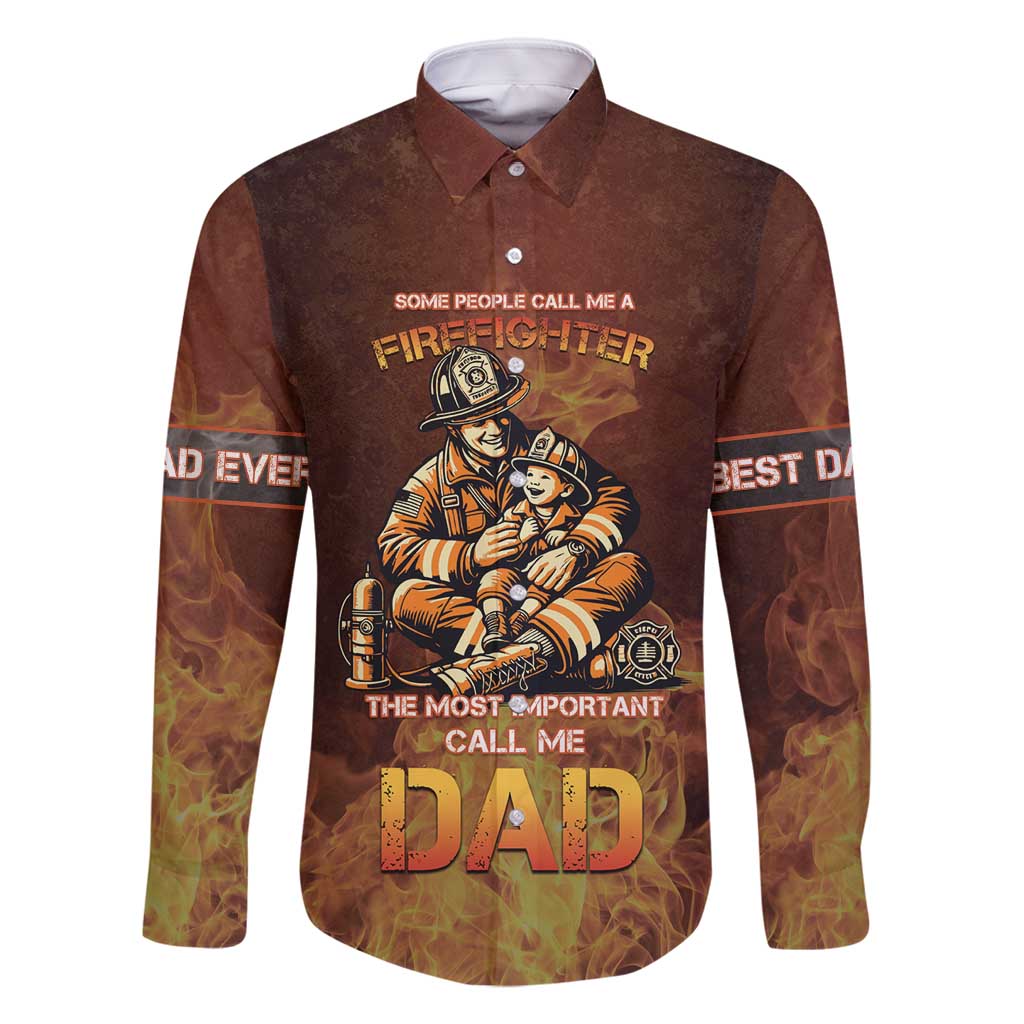 Firefighter Fathers Day Family Matching Off Shoulder Short Dress and Hawaiian Shirt Best Dad Ever