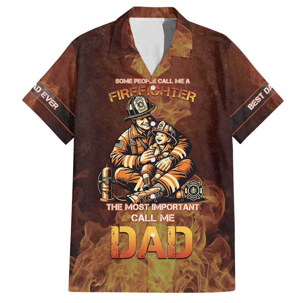 Firefighter Fathers Day Family Matching Puletasi and Hawaiian Shirt Best Dad Ever