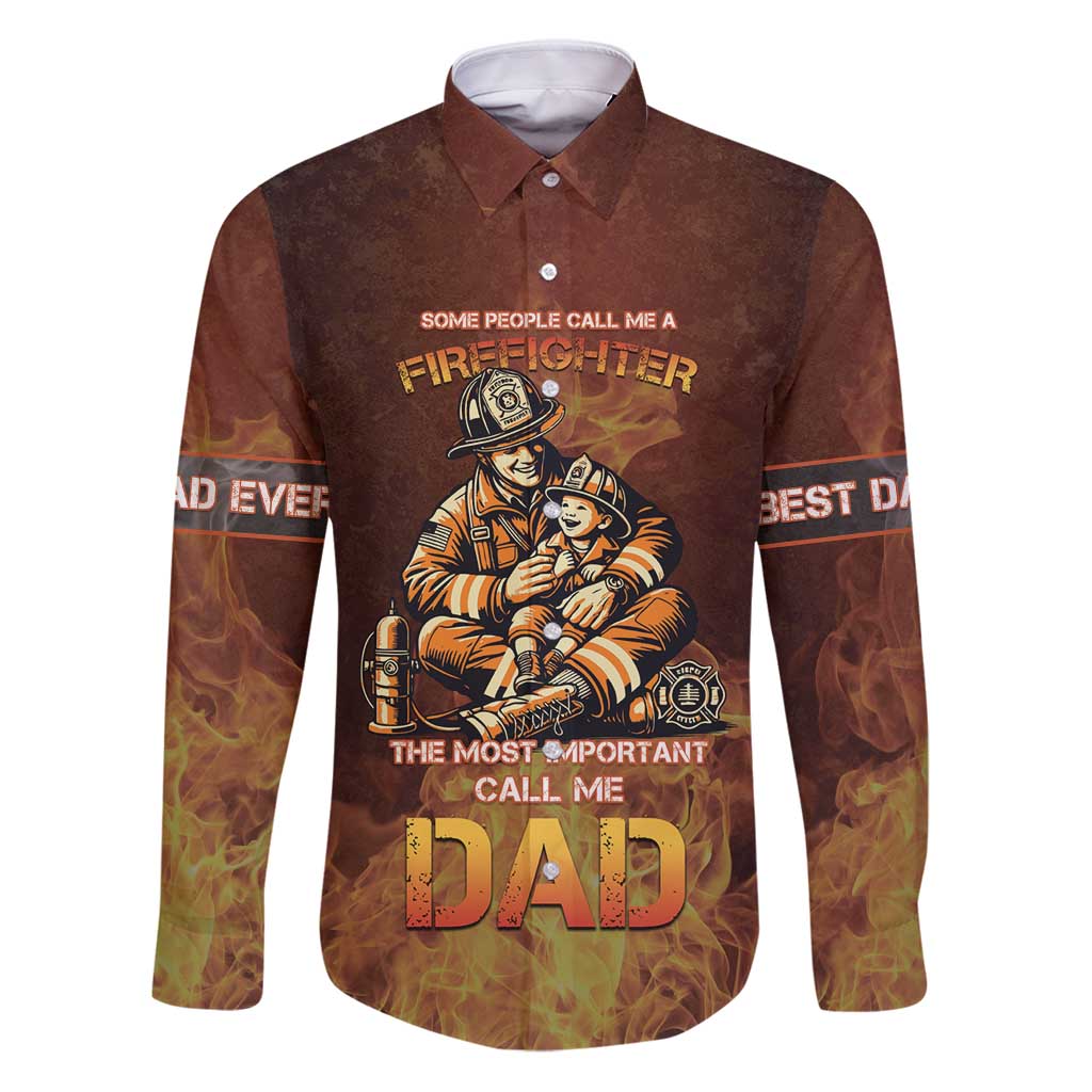 Firefighter Fathers Day Family Matching Puletasi and Hawaiian Shirt Best Dad Ever