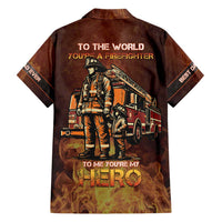 Firefighter Fathers Day Family Matching Short Sleeve Bodycon Dress and Hawaiian Shirt Best Dad Ever