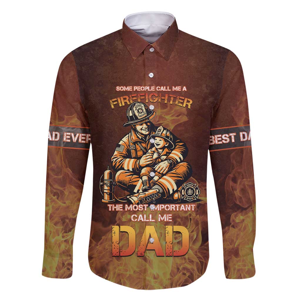 Firefighter Fathers Day Family Matching Short Sleeve Bodycon Dress and Hawaiian Shirt Best Dad Ever