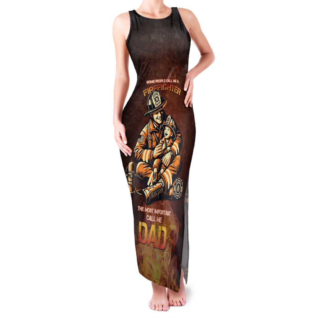 Firefighter Fathers Day Family Matching Tank Maxi Dress and Hawaiian Shirt Best Dad Ever