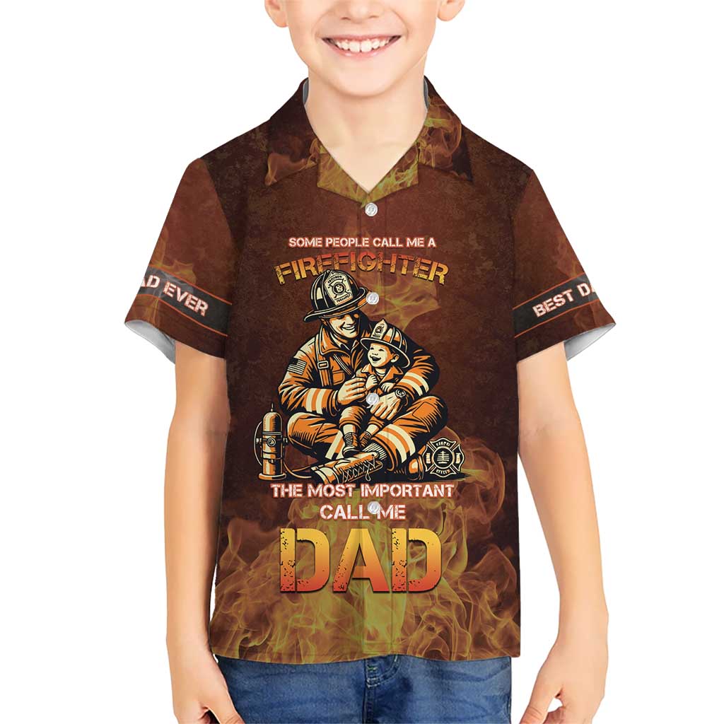 Firefighter Fathers Day Kid Hawaiian Shirt Best Dad Ever