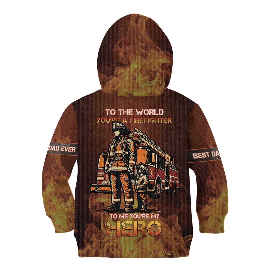 Firefighter Fathers Day Kid Hoodie Best Dad Ever