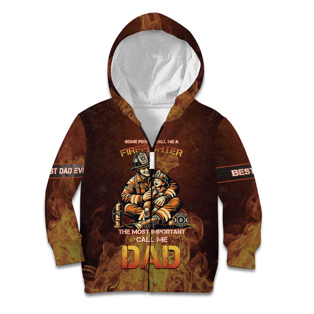 Firefighter Fathers Day Kid Hoodie Best Dad Ever