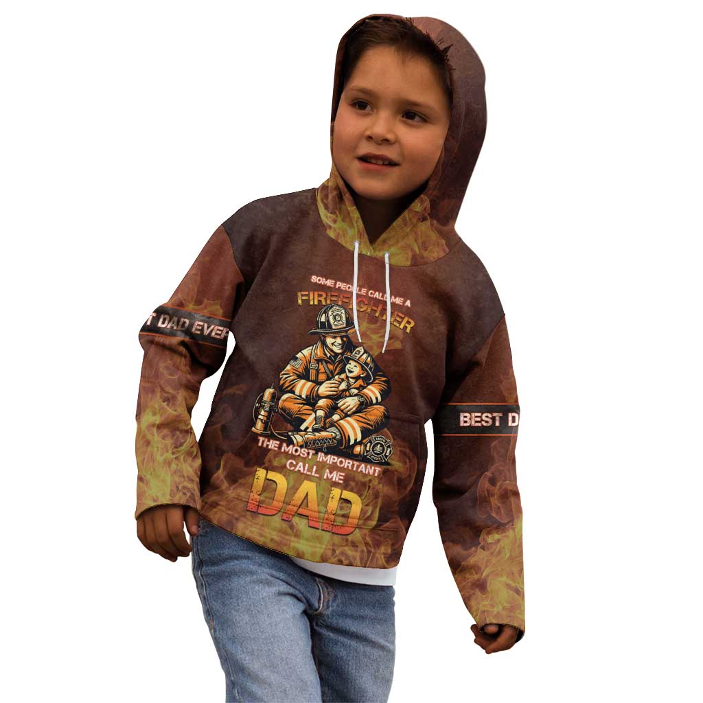 Firefighter Fathers Day Kid Hoodie Best Dad Ever