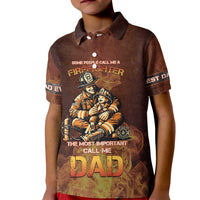 Firefighter Fathers Day Kid Polo Shirt Best Dad Ever