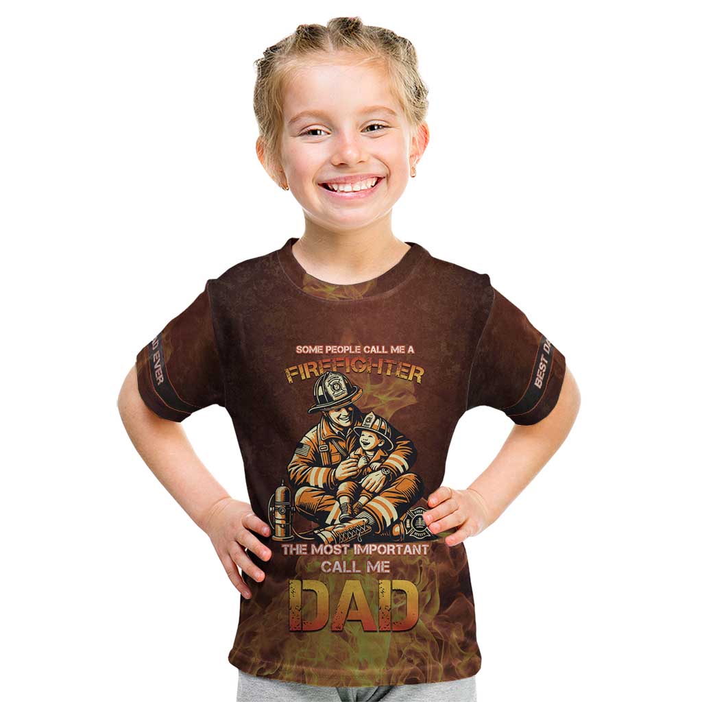 Firefighter Fathers Day Kid T Shirt Best Dad Ever