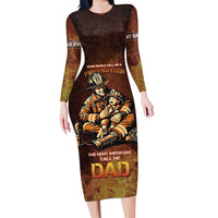 Firefighter Fathers Day Long Sleeve Bodycon Dress Best Dad Ever