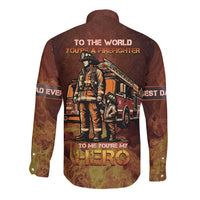Firefighter Fathers Day Long Sleeve Button Shirt Best Dad Ever
