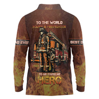 Firefighter Fathers Day Long Sleeve Polo Shirt Best Dad Ever