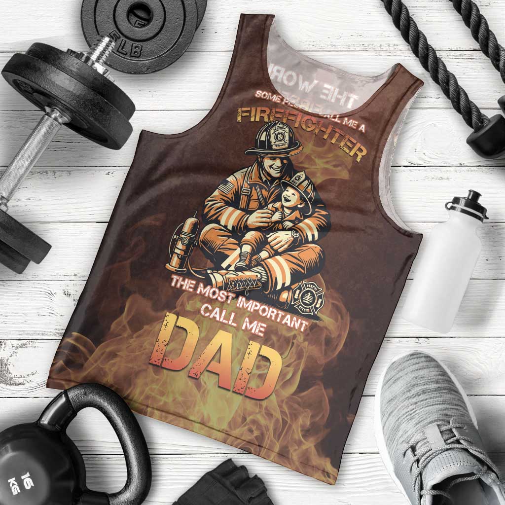 Firefighter Fathers Day Men Tank Top Best Dad Ever
