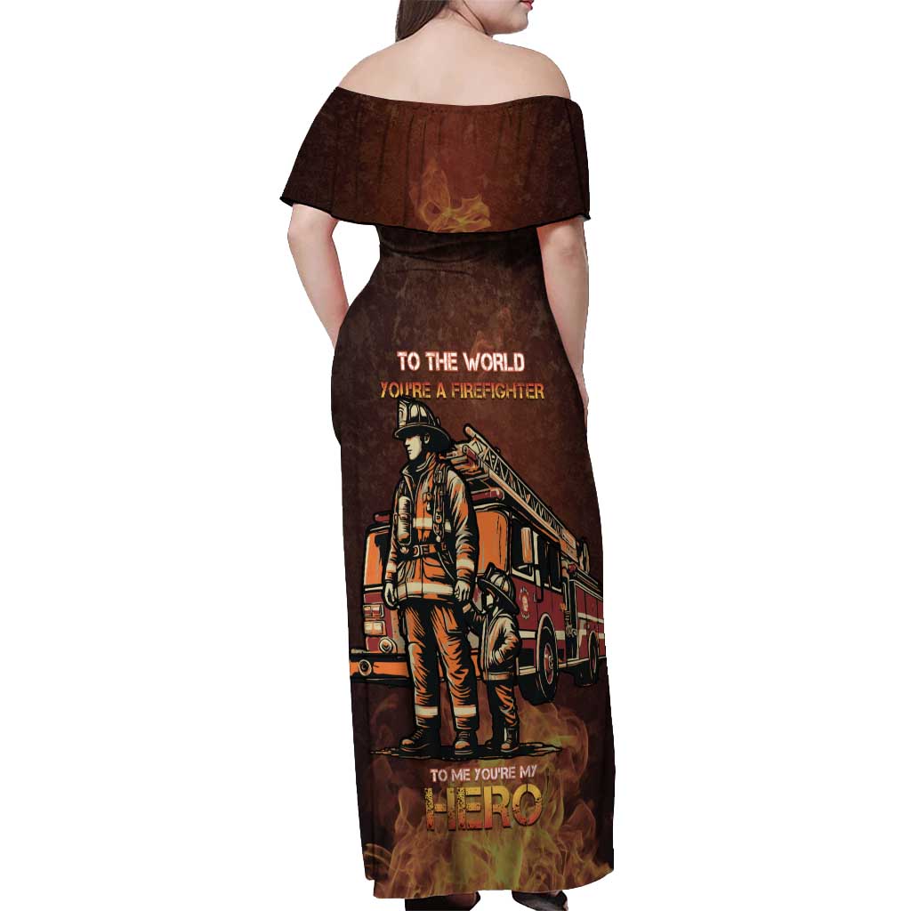 Firefighter Fathers Day Off Shoulder Maxi Dress Best Dad Ever