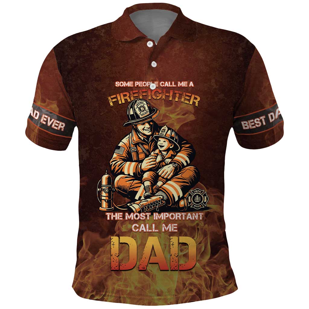 Firefighter Fathers Day Polo Shirt Best Dad Ever