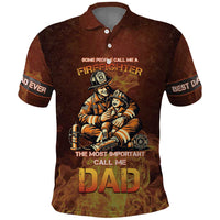 Firefighter Fathers Day Polo Shirt Best Dad Ever