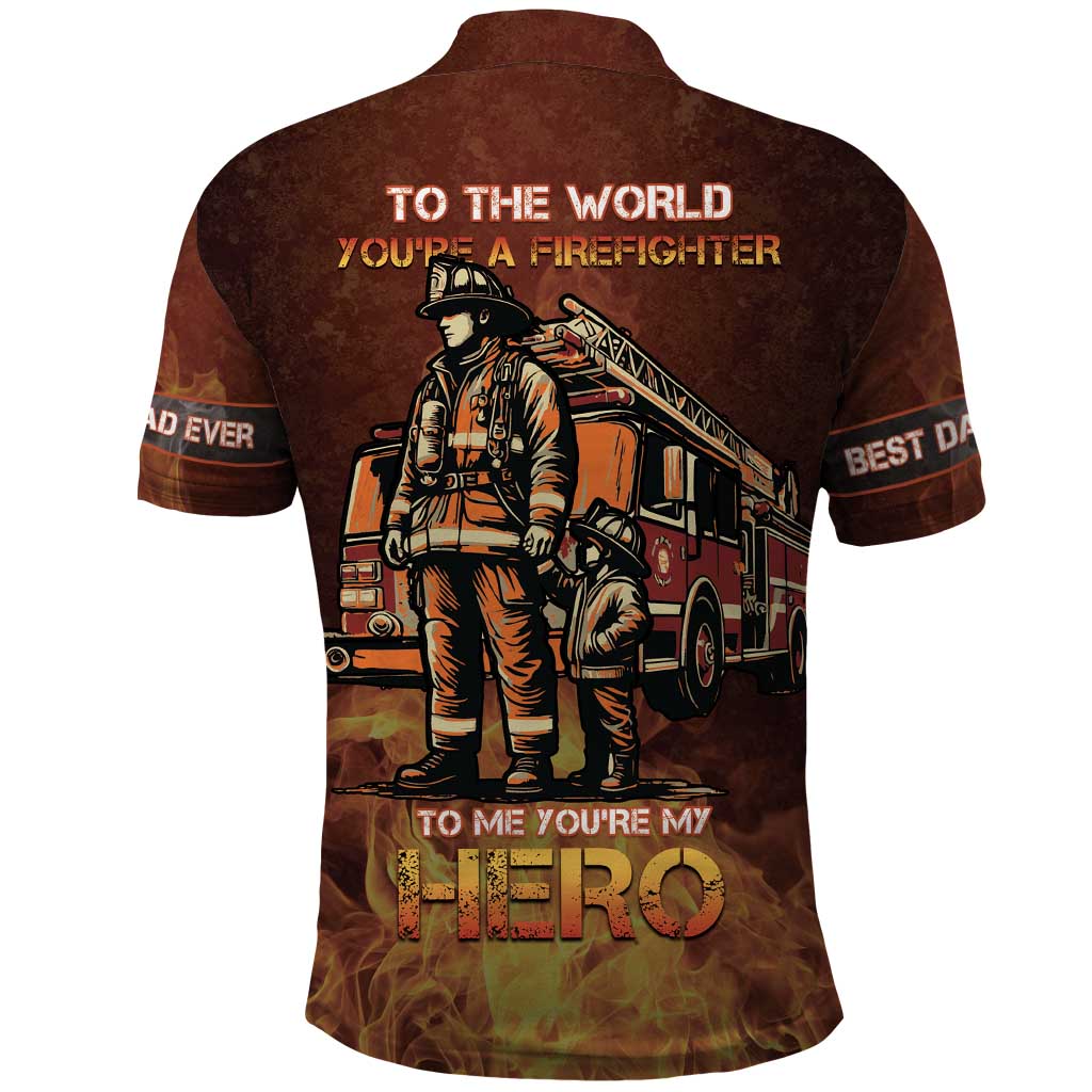 Firefighter Fathers Day Polo Shirt Best Dad Ever