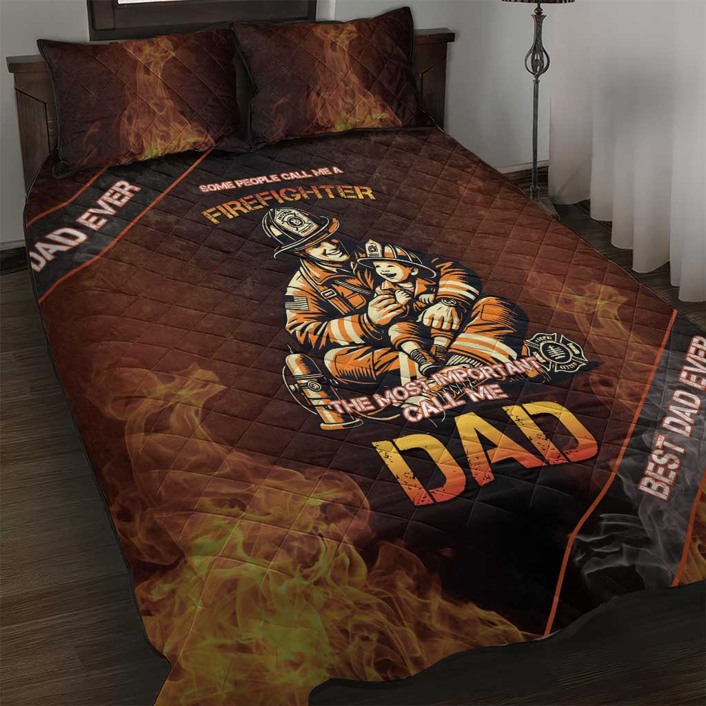 Firefighter Fathers Day Quilt Bed Set Best Dad Ever