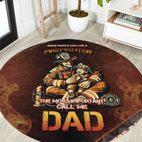 Firefighter Fathers Day Round Carpet Best Dad Ever