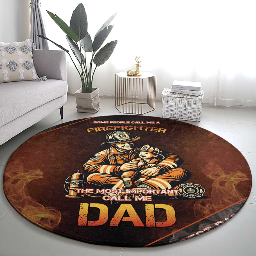 Firefighter Fathers Day Round Carpet Best Dad Ever