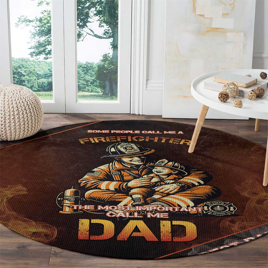 Firefighter Fathers Day Round Carpet Best Dad Ever