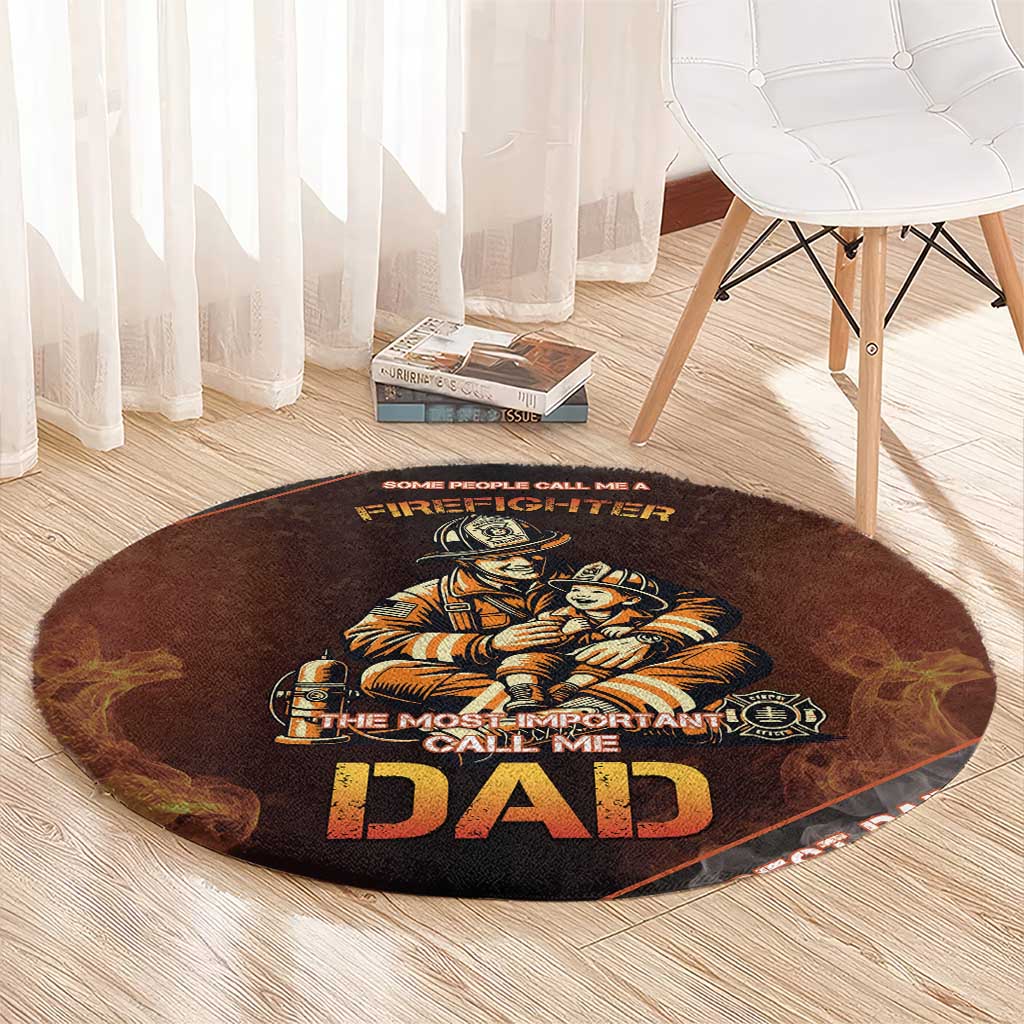 Firefighter Fathers Day Round Carpet Best Dad Ever