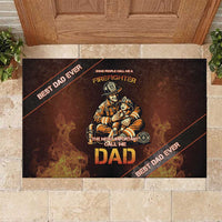 Firefighter Fathers Day Rubber Doormat Best Dad Ever