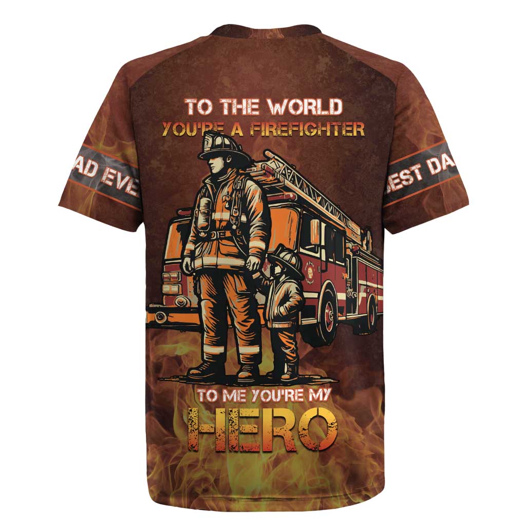 Firefighter Fathers Day Rugby Jersey Best Dad Ever