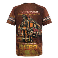 Firefighter Fathers Day Rugby Jersey Best Dad Ever