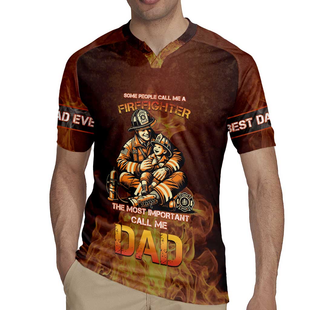 Firefighter Fathers Day Rugby Jersey Best Dad Ever