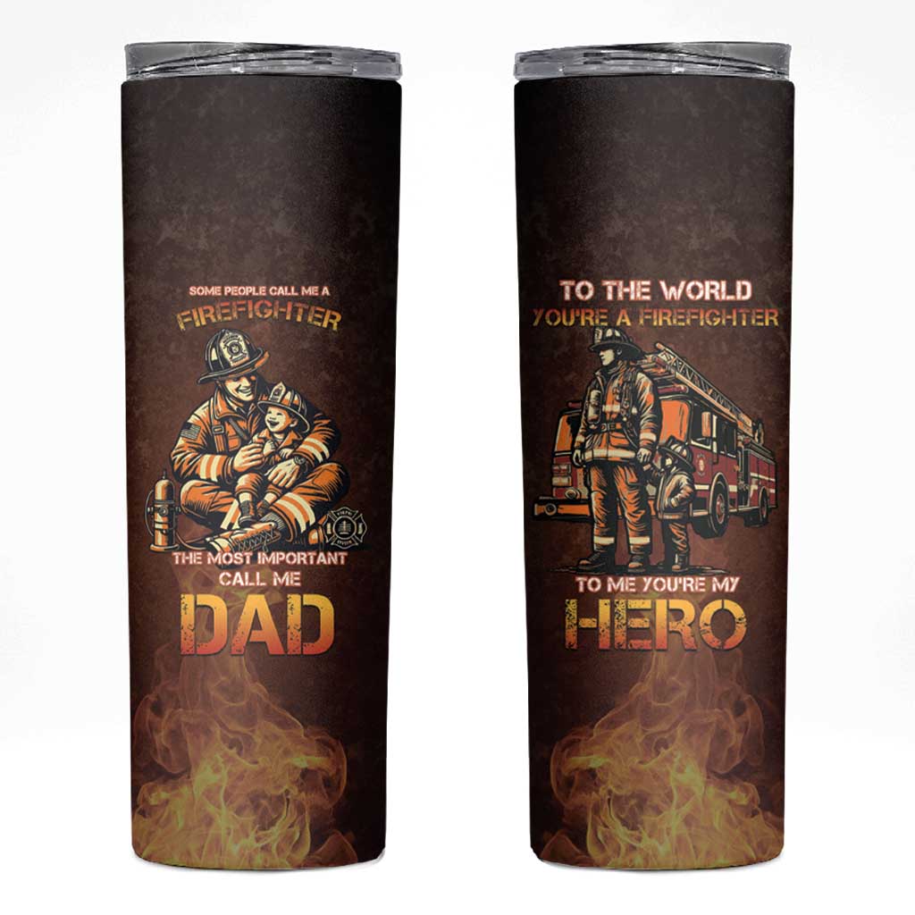 Firefighter Fathers Day Skinny Tumbler Best Dad Ever