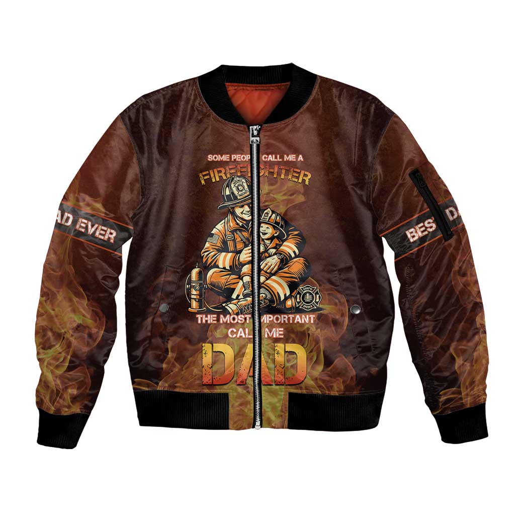 Firefighter Fathers Day Sleeve Zip Bomber Jacket Best Dad Ever