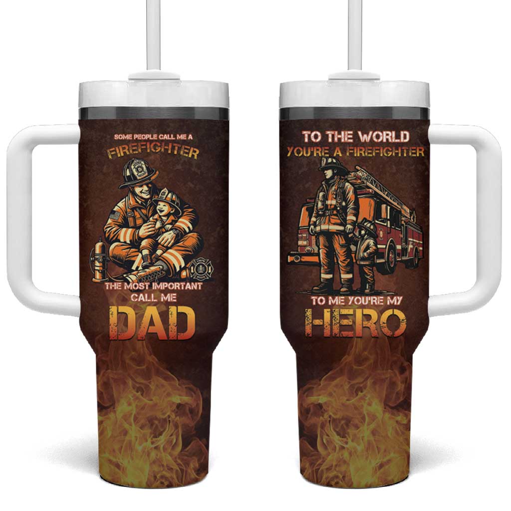 Firefighter Fathers Day Tumbler With Handle Best Dad Ever