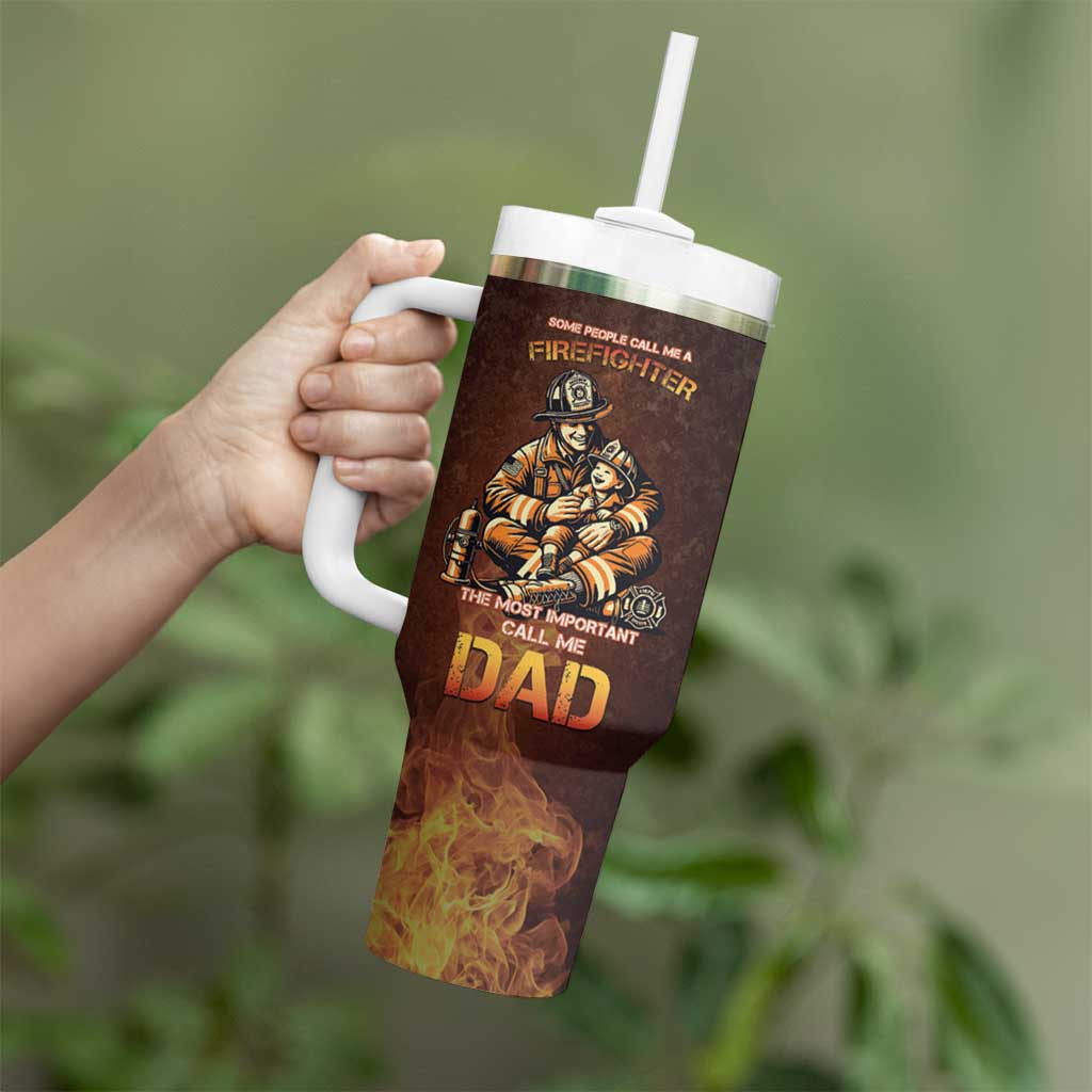 Firefighter Fathers Day Tumbler With Handle Best Dad Ever