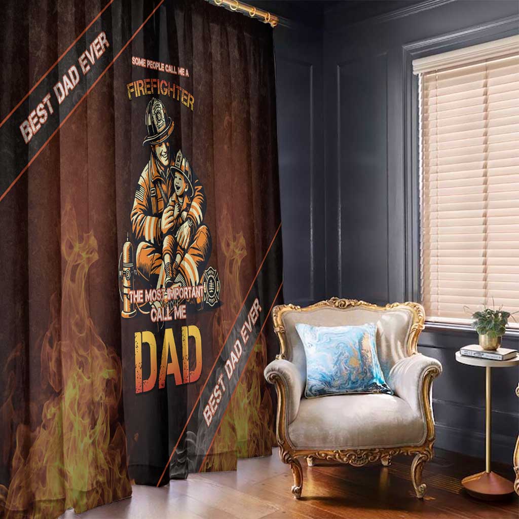 Firefighter Fathers Day Window Curtain Best Dad Ever